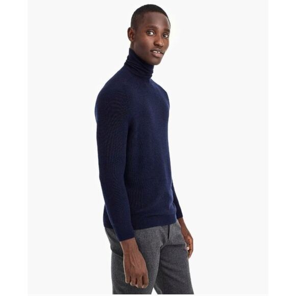 J. Crew Men's XL Destination 100% Merino Wool Ribbed Turtle Neck Sweater Black - Picture 3 of 8